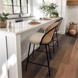 Jules 27.5" Modern Upholstered Rattan Counter Stool (Set of 2)