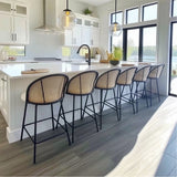 Jules 27.5" Modern Upholstered Rattan Counter Stool (Set of 2)