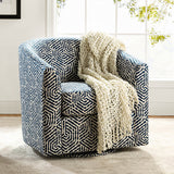 Pablo Modern Swivel Barrel Chair with Upholstered Fabric & Metal Base