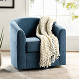 Pablo Modern Swivel Barrel Chair with Upholstered Fabric & Metal Base