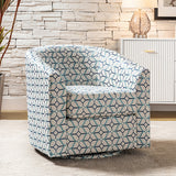 Pablo Modern Swivel Barrel Chair with Upholstered Fabric & Metal Base