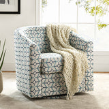 Pablo Modern Swivel Barrel Chair with Upholstered Fabric & Metal Base