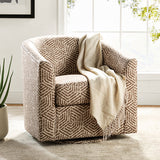 Pablo Modern Swivel Barrel Chair with Upholstered Fabric & Metal Base