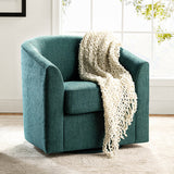 Pablo Modern Swivel Barrel Chair with Upholstered Fabric & Metal Base