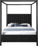 Kelly Canopy Bed in Rich Boucle Fabric with Matte Black Iron Frame - Elevate Your Bedroom Sanctuary
