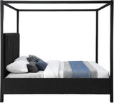 Kelly Canopy Bed in Rich Boucle Fabric with Matte Black Iron Frame - Elevate Your Bedroom Sanctuary