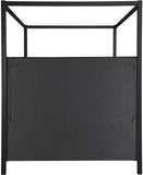 Kelly Canopy Bed in Rich Boucle Fabric with Matte Black Iron Frame - Elevate Your Bedroom Sanctuary