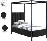 Kelly Canopy Bed in Rich Boucle Fabric with Matte Black Iron Frame - Elevate Your Bedroom Sanctuary