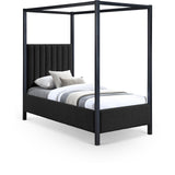 Kelly Canopy Bed in Rich Boucle Fabric with Matte Black Iron Frame - Elevate Your Bedroom Sanctuary