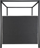 Kelly Canopy Bed in Rich Boucle Fabric with Matte Black Iron Frame - Elevate Your Bedroom Sanctuary