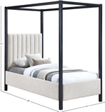 Kelly Canopy Bed in Rich Boucle Fabric with Matte Black Iron Frame - Elevate Your Bedroom Sanctuary