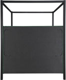 Kelly Canopy Bed in Rich Boucle Fabric with Matte Black Iron Frame - Elevate Your Bedroom Sanctuary
