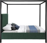 Kelly Canopy Bed in Rich Boucle Fabric with Matte Black Iron Frame - Elevate Your Bedroom Sanctuary