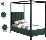 Kelly Canopy Bed in Rich Boucle Fabric with Matte Black Iron Frame - Elevate Your Bedroom Sanctuary
