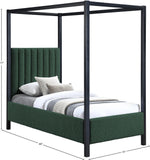 Kelly Canopy Bed in Rich Boucle Fabric with Matte Black Iron Frame - Elevate Your Bedroom Sanctuary