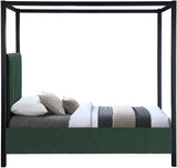 Kelly Canopy Bed in Rich Boucle Fabric with Matte Black Iron Frame - Elevate Your Bedroom Sanctuary
