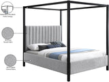Kelly Canopy Bed in Rich Boucle Fabric with Matte Black Iron Frame - Elevate Your Bedroom Sanctuary
