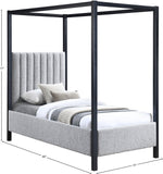 Kelly Canopy Bed in Rich Boucle Fabric with Matte Black Iron Frame - Elevate Your Bedroom Sanctuary