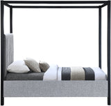 Kelly Canopy Bed in Rich Boucle Fabric with Matte Black Iron Frame - Elevate Your Bedroom Sanctuary