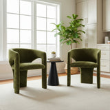 Khloe Modern Chenille Dining Chair with Arms (Set of 2)
