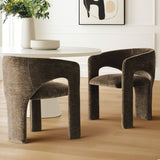 Khloe Modern Chenille Dining Chair with Arms (Set of 4)