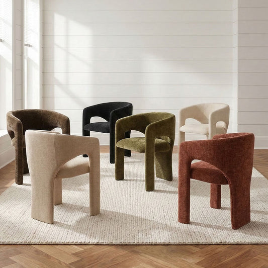Khloe Modern Chenille Dining Chair with Arms (Set of 2)