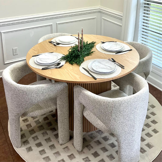 Khloe Modern Chenille Dining Chair with Arms (1-Piece)
