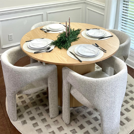 Khloe Modern Chenille Dining Chair with Arms (Set of 4)
