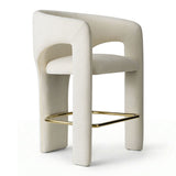 Khloe 24.5" Modern Gold Chenille Counter Stool with Arms (Set of 2)