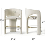 Khloe 24.5" Modern Gold Chenille Counter Stool with Arms (Set of 4)
