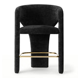 Khloe 24.5" Modern Gold Chenille Counter Stool with Arms (Set of 4)
