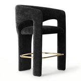 Khloe 24.5" Modern Gold Chenille Counter Stool with Arms (Set of 2)