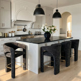 Khloe 24.5" Modern Gold Chenille Counter Stool with Arms (Set of 4)
