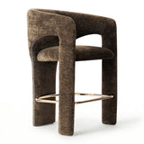 Khloe 24.5" Modern Gold Chenille Counter Stool with Arms (Set of 2)