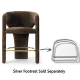 Khloe 24.5" Modern Gold Chenille Counter Stool with Arms (Set of 4)