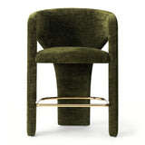 Khloe 24.5" Modern Gold Chenille Counter Stool with Arms (Set of 4)