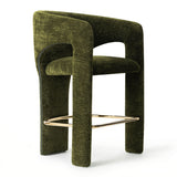 Khloe 24.5" Modern Gold Chenille Counter Stool with Arms (Set of 4)