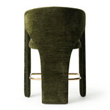 Khloe 24.5" Modern Gold Chenille Counter Stool with Arms (Set of 2)