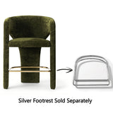 Khloe 24.5" Modern Gold Chenille Counter Stool with Arms (Set of 4)