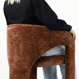 Khloe 24.5" Modern Gold Chenille Counter Stool with Arms (Set of 2)