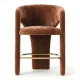 Khloe 24.5" Modern Gold Chenille Counter Stool with Arms (Set of 4)