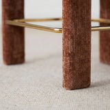 Khloe 24.5" Modern Gold Chenille Counter Stool with Arms (Set of 4)