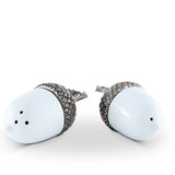 Porcelain Acorn Salt and Pepper with Pewter Leaf