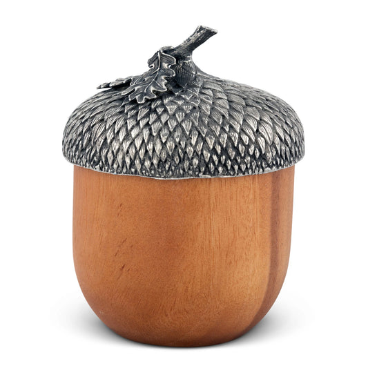 Pewter Top Wood Acorn Box
