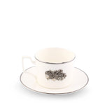 Acorn Oak Leaf Bone China Cup and Saucer Platinum Rim