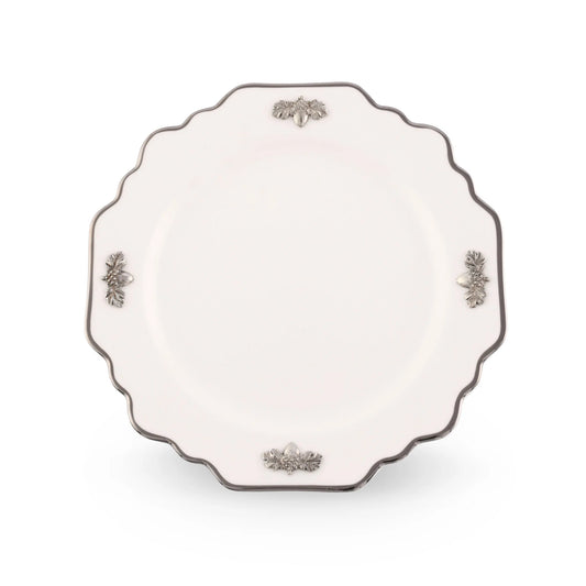 Acorn Oak Leaf Bone China Salad / Dessert Plate Platinum Rim