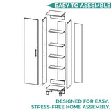 Tuhome Laska 70" Tall Storage Cabinet with Wide Door, Four Interior Shelves, Integrated Broom Hangers, Metal Handle and Sturdy Legs, Space-Saving Multi-Purpose Broom Closet for Home Organization
