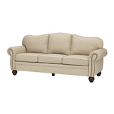 Flavio 81″ Genuine Leather Sofa – Vintage Glam Mid-Century Design