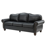 Flavio 81″ Genuine Leather Sofa – Vintage Glam Mid-Century Design