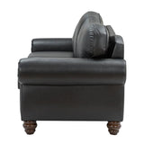 Flavio 81″ Genuine Leather Sofa – Vintage Glam Mid-Century Design